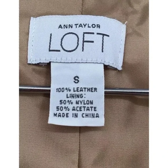 Ann Taylor Loft Women's Tan Leather Long Sleeve Single-Breasted Blazer- Sz Small - Picture 4 of 5